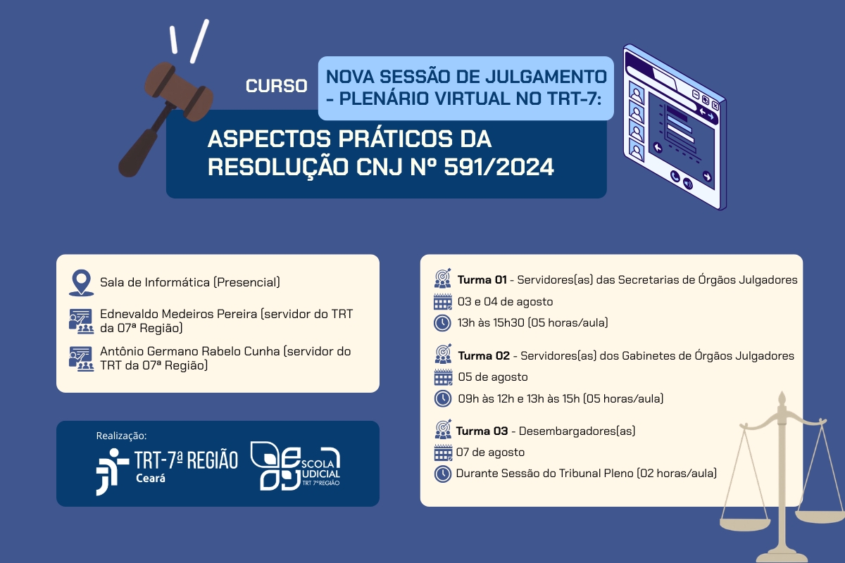 Ejud-7 promove curso sobre nova sessão de julgamento voltado aos magistrados e servidores